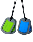 Army Dog Tag Chewy Necklace 2 Pack - Blue & Heavy Duty Green