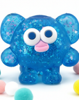 Blue Glitter Elephant White Background