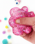 Pink Glitter Monster Squeeze White Background