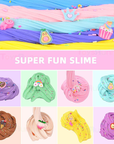 Nine colours of scented butter slime decorated with fruit charms