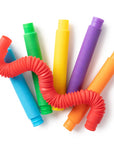Colorful coiled tubes on a white background