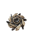 Mechanical component with gears and metallic finish on a white background