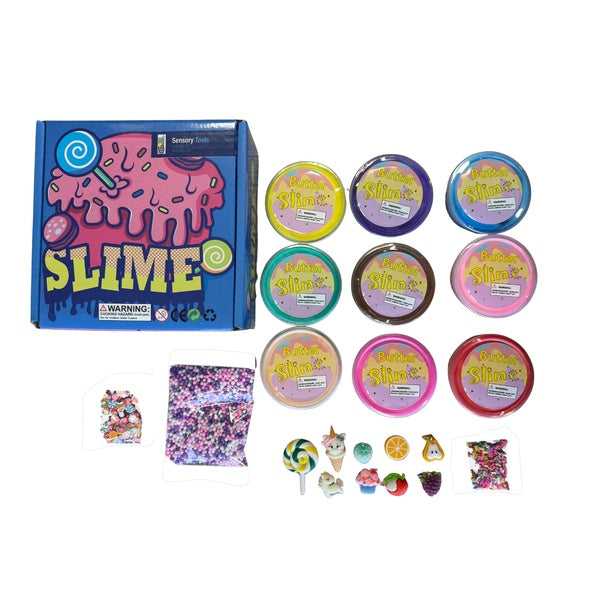 Ice Cream DIY Slime Kit with 9 jars of scented butter slime, gift box, fruit charms, foam beads and clay sprinkles