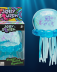 Nee Doh Jelly Squish toy in packaging and out of packaging on deep navy ocean background with light rays