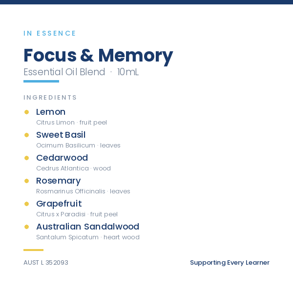 In Essence ie: Focus &amp; Memory Essential Oil Blend 10mL