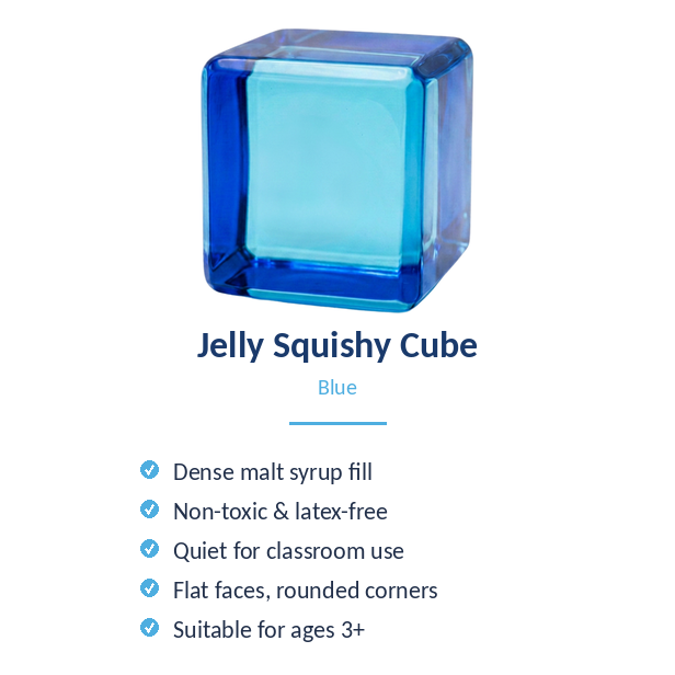 Jelly Squishy Cube  — Blue (Pack of 3)