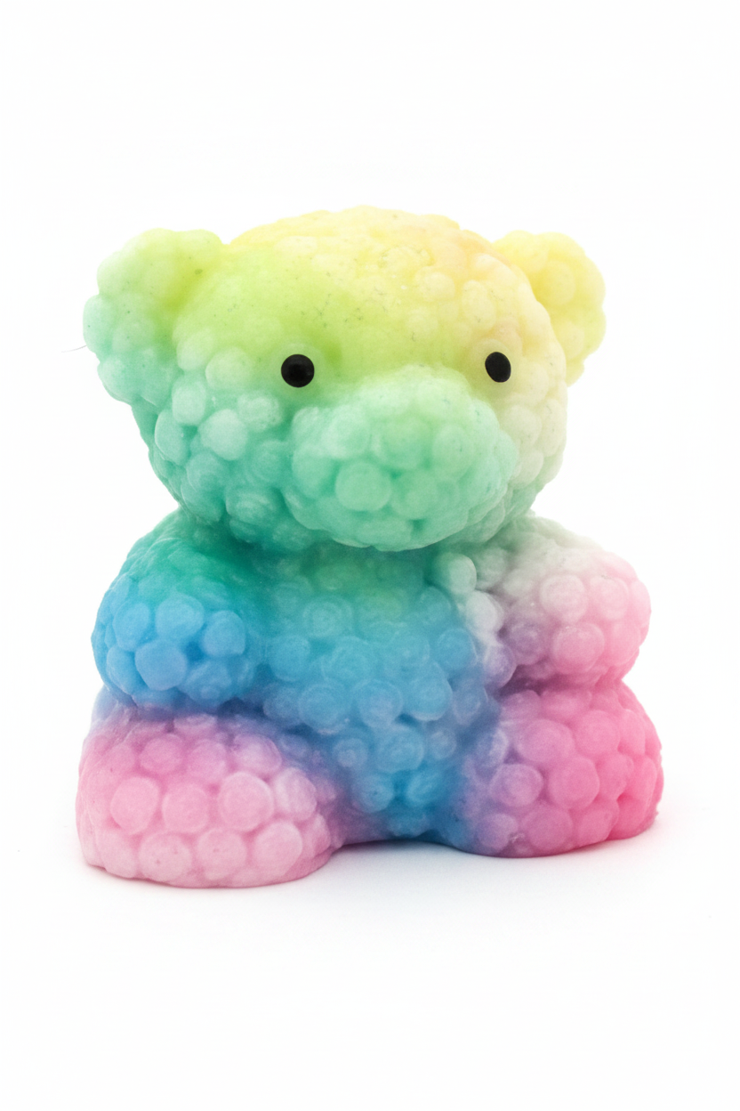 Rainbow Bubble Bear White Background