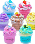 Butter slime decorated with charms and sprinkles in ice-cream swirls. Decorated images are for display only. Each jar contains 50ml of slime.