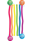Set of colorful flexible noodles with text labels on a white background